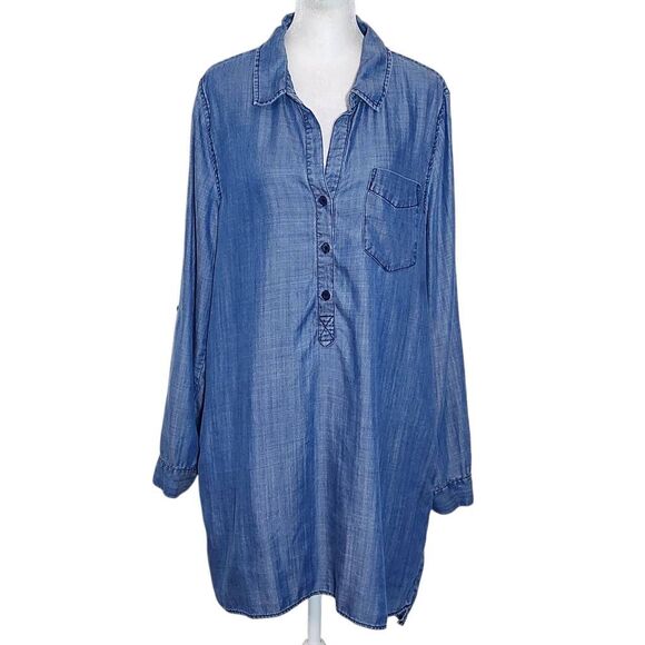 Velvet Heart Chambray Mini Shirt Dress Size Large Chambray Mini Dress - Picture 1 of 9